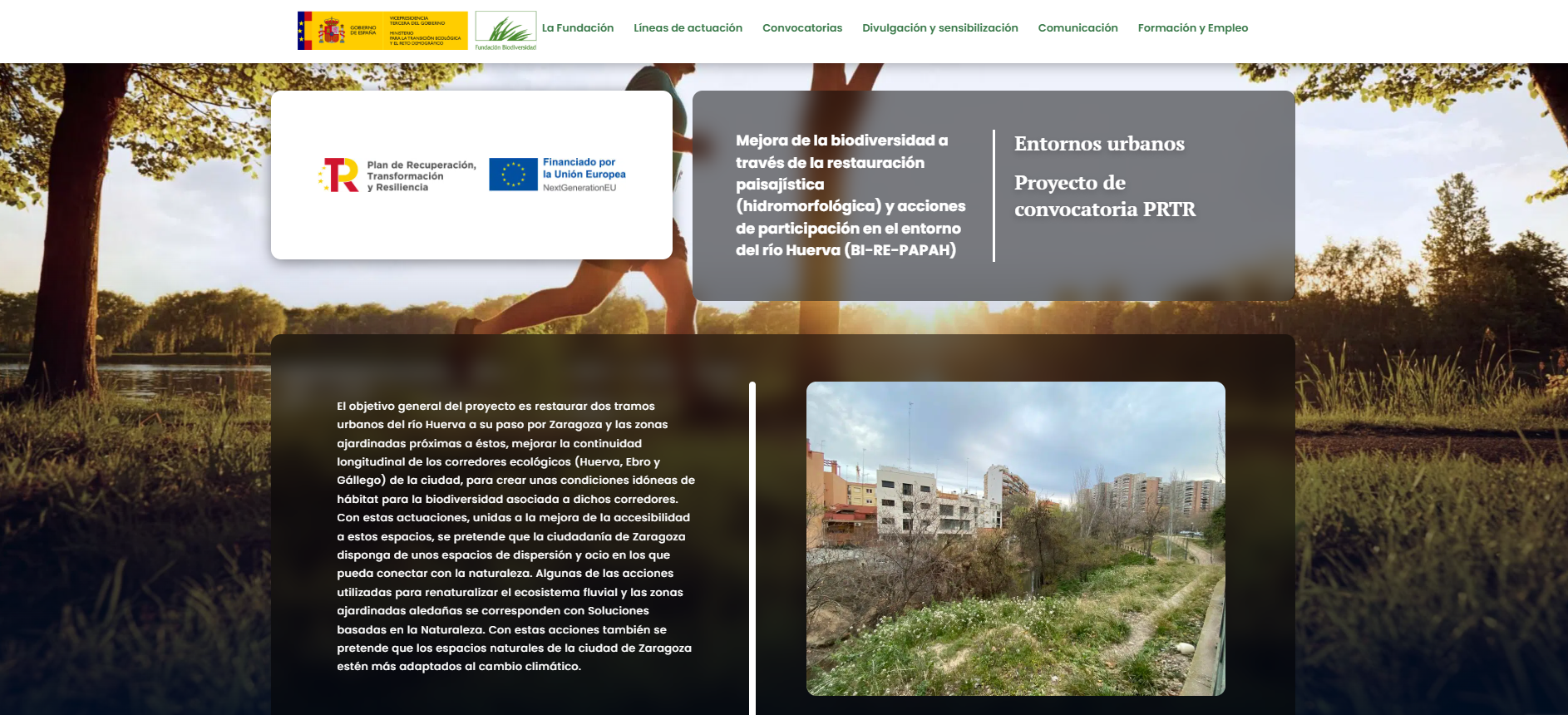 Mejora de la biodiversidad a través de la restauración paisajística (hidromorfológica) y acciones de participación en el entorno del río Huerva (BI-RE-PAPAH)