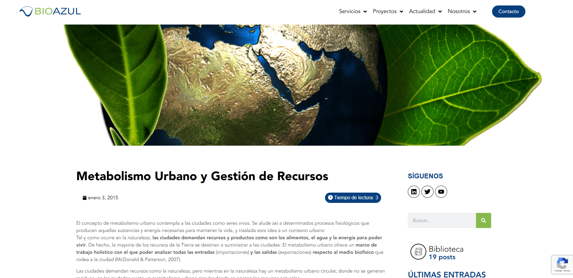 Metabolismo Urbano y gestión ambiental