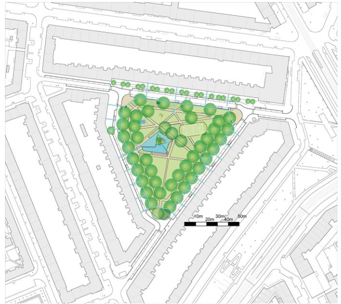 Green water square: Bellamyplein Rotterdam, The Netherlands