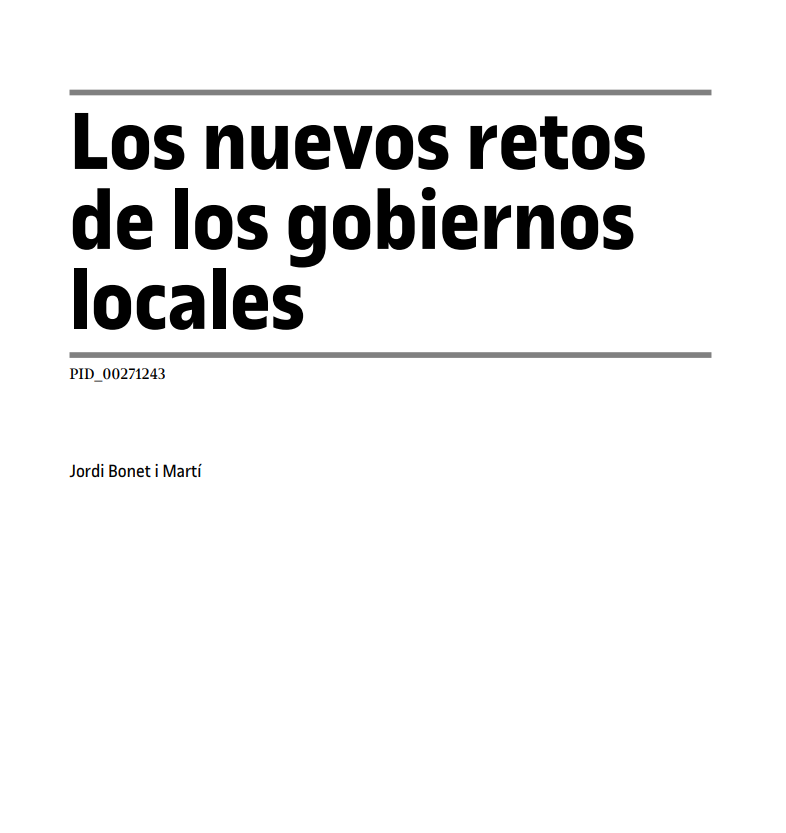 Los nuevos retos de los gobiernos locales.